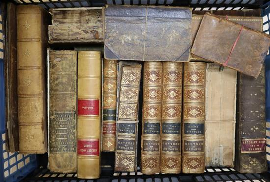 A box of mixed leather-bound books